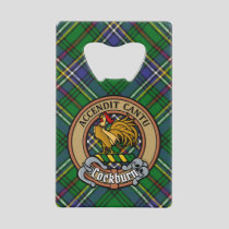 Clan Cockburn Crest over Tartan Credit Card Bottle Opener