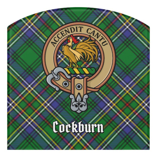 Clan Cockburn Crest over Tartan Door Sign (Contour Front)