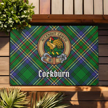 Clan Cockburn Crest over Tartan Doormat