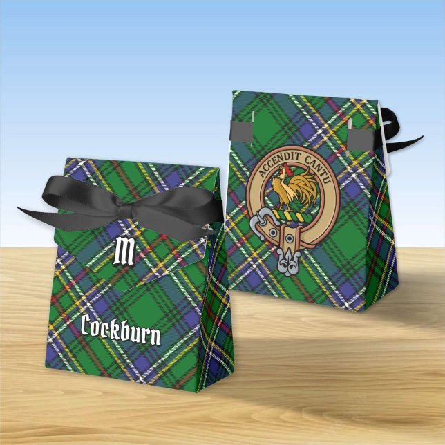 Clan Cockburn Crest over Tartan Favor Boxes (Creator Uploaded)