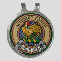 Clan Cockburn Crest over Tartan Golf Hat Clip