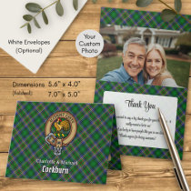 Clan Cockburn Crest over Tartan Invitation