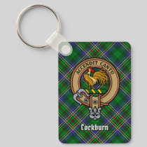 Clan Cockburn Crest over Tartan Keychain