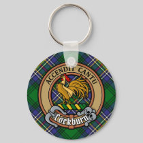 Clan Cockburn Crest over Tartan Keychain