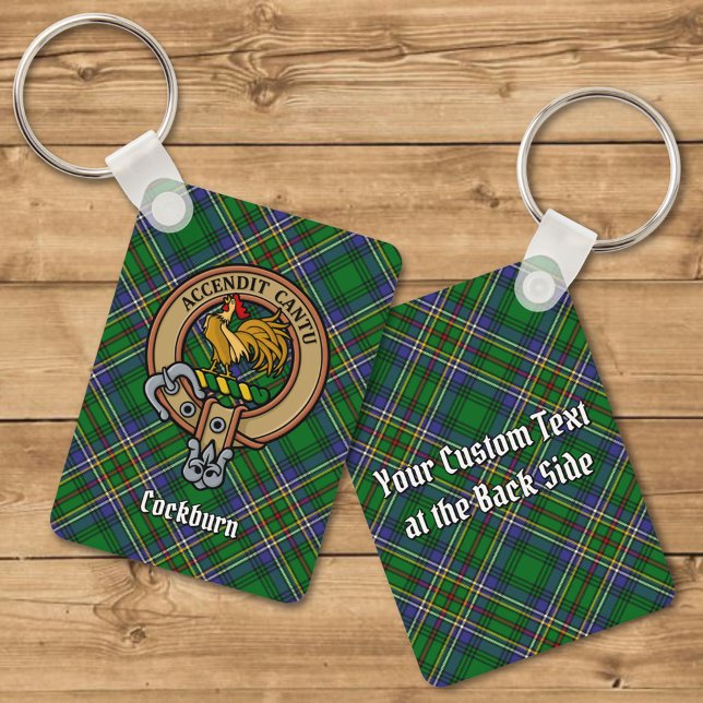 Clan Cockburn Crest over Tartan Keychain (Creator Uploaded)