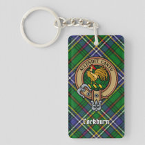 Clan Cockburn Crest over Tartan Keychain