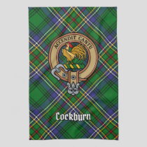 Clan Cockburn Crest over Tartan Kitchen Towel