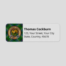 Clan Cockburn Crest over Tartan Label