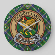 Clan Cockburn Crest over Tartan Large Clock