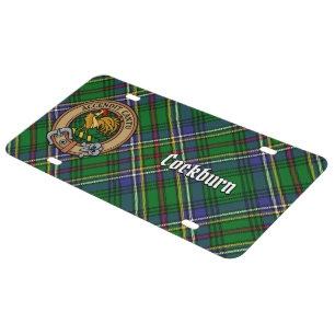 Clan Cockburn Crest over Tartan License Plate