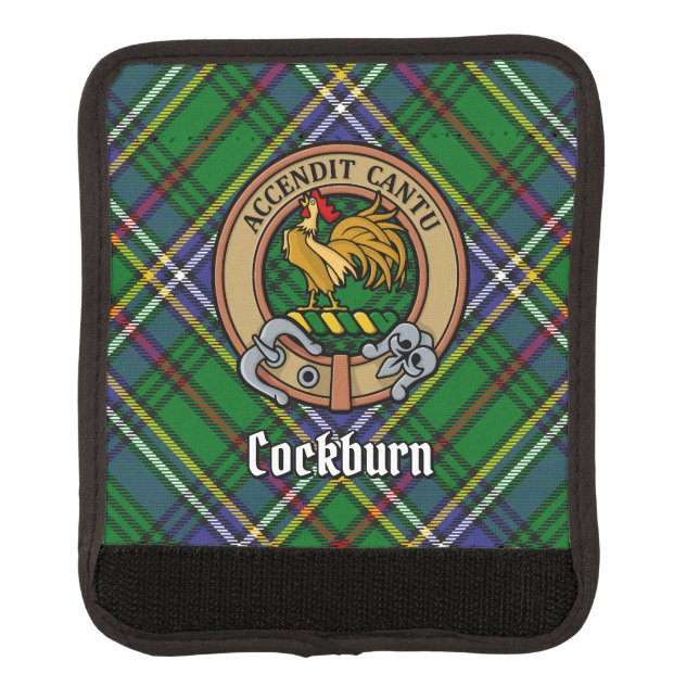 Clan Cockburn Crest over Tartan Luggage Handle Wrap (Front)