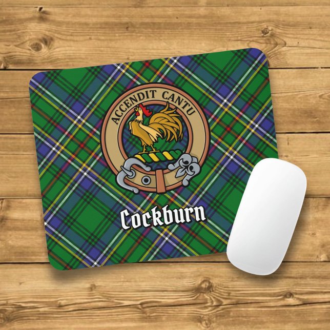 Clan Cockburn Crest over Tartan Mouse Pad (Creator Uploaded)