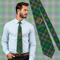 Clan Cockburn Crest over Tartan Neck Tie