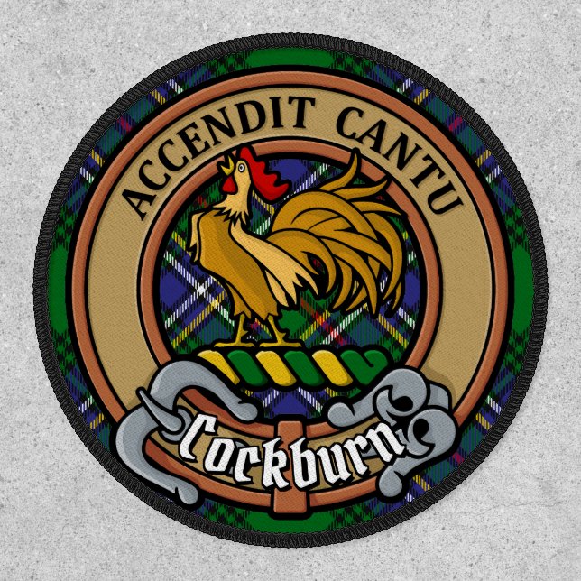 Clan Cockburn Crest over Tartan Patch (Front)