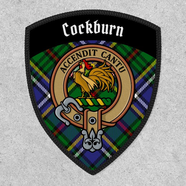 Clan Cockburn Crest over Tartan Patch (Front)