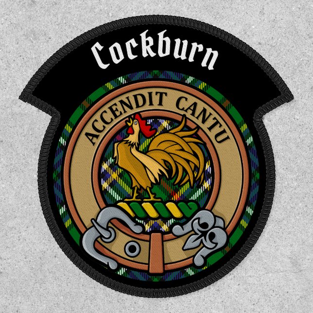 Clan Cockburn Crest over Tartan Patch (Front)