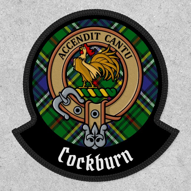Clan Cockburn Crest over Tartan Patch (Front)