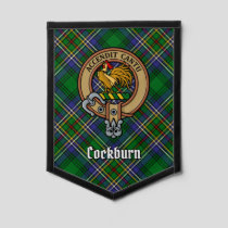 Clan Cockburn Crest over Tartan Pennant
