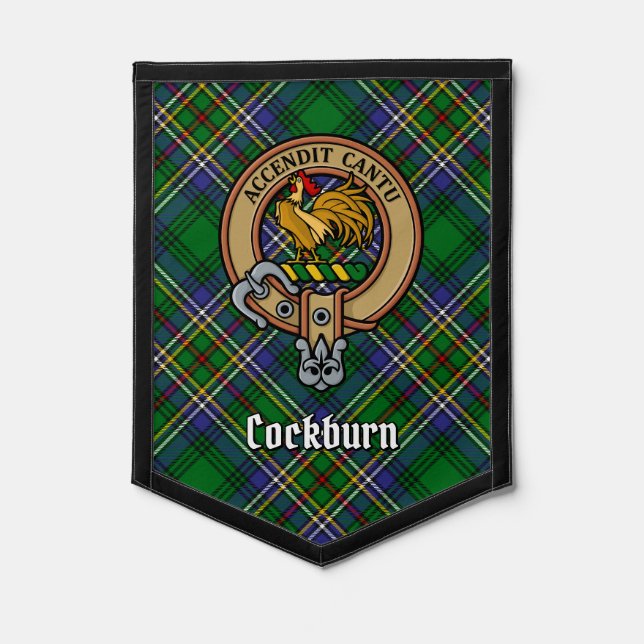 Clan Cockburn Crest over Tartan Pennant (Front)