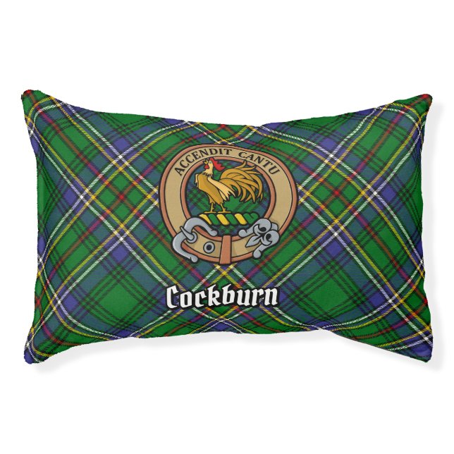 Clan Cockburn Crest over Tartan Pet Bed (Front)