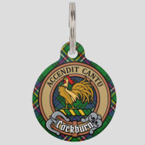 Clan Cockburn Crest over Tartan Pet ID Tag