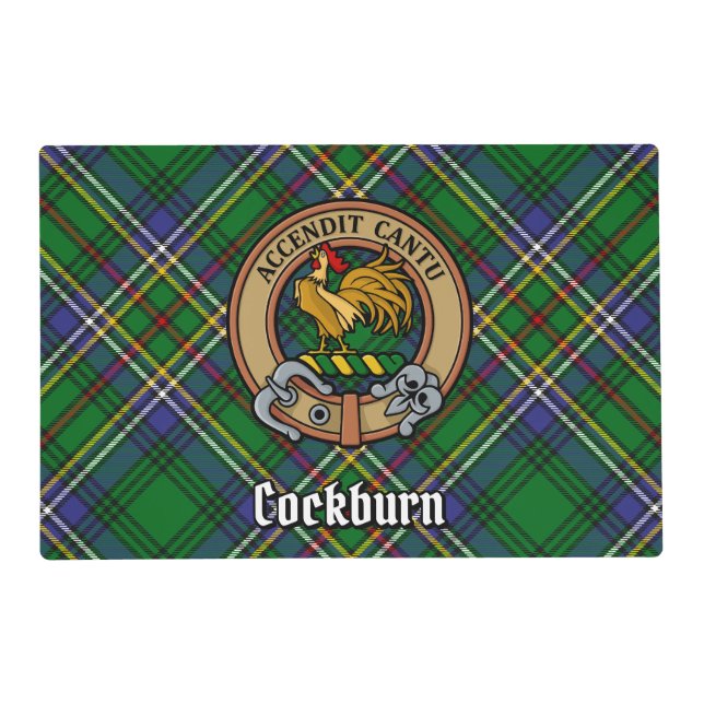 Clan Cockburn Crest over Tartan Placemat (Front)