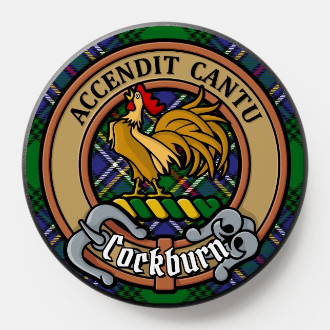 Clan Cockburn Crest over Tartan PopSocket (Popsocket)