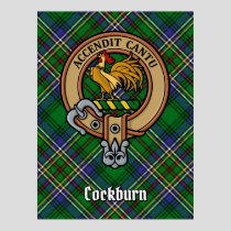 Clan Cockburn Crest over Tartan Poster