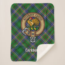 Clan Cockburn Crest over Tartan Sherpa Blanket