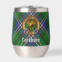 Clan Cockburn Crest over Tartan Thermal Wine Tumbler