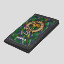 Clan Cockburn Crest over Tartan Trifold Wallet