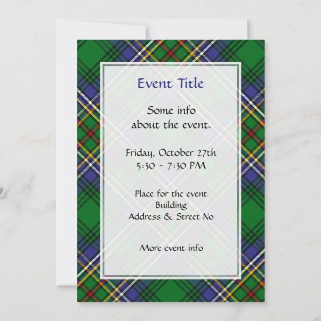 Clan Cockburn Tartan Invitation (Back)