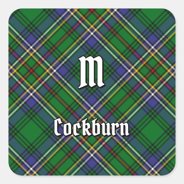 Clan Cockburn Tartan Square Sticker (Front)