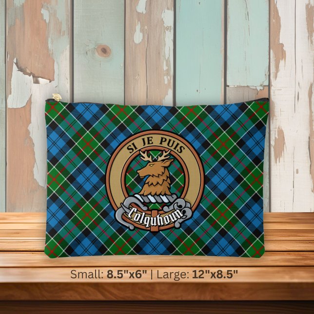 Clan Colquhoun Crest over Tartan Accessory Pouch (Creator Uploaded)