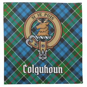 Clan Colquhoun Crest over Tartan Cloth Napkin