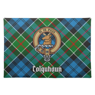 Clan Colquhoun Crest over Tartan Cloth Placemat