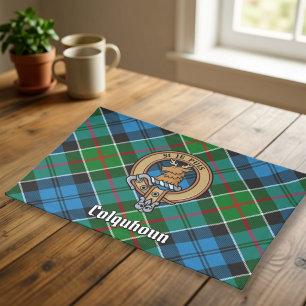 Clan Colquhoun Crest over Tartan Cloth Placemat