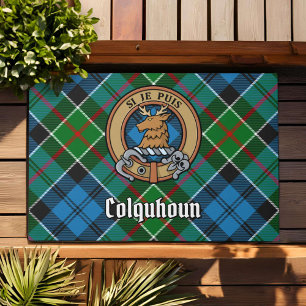 Clan Colquhoun Crest over Tartan Doormat