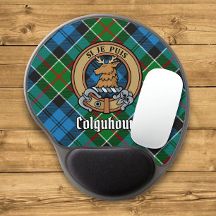 Clan Colquhoun Crest over Tartan Gel Mouse Pad