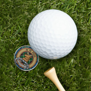 Clan Colquhoun Crest over Tartan Golf Ball Marker