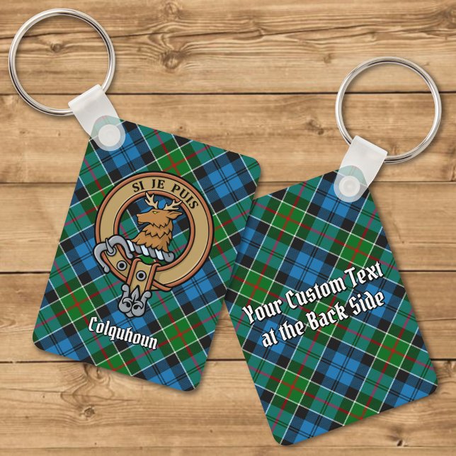 Clan Colquhoun Crest over Tartan Keychain (Creator Uploaded)