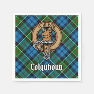 Clan Colquhoun Crest over Tartan Napkins