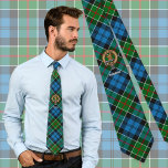 Clan Colquhoun Crest over Tartan Neck Tie<br><div class="desc">Clan Colquhoun crest badge surrounded by a strap and buckle over tartan background. Custom text.</div>