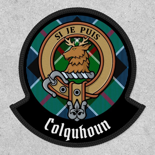 Clan Colquhoun Crest over Tartan Patch (Front)