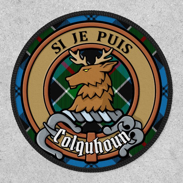 Clan Colquhoun Crest over Tartan Patch (Front)