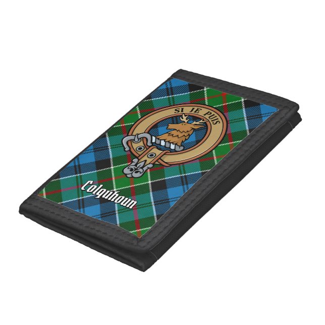 Clan Colquhoun Crest over Tartan Trifold Wallet (Bottom)