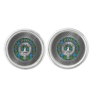 Clan Colquhoun Crest & Tartan Knot Cufflinks