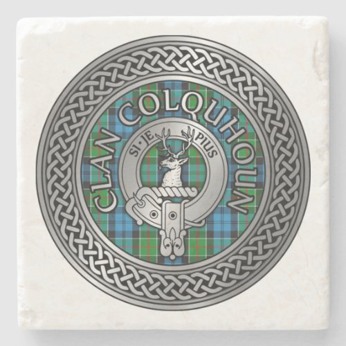 Clan Colquhoun Crest  Tartan Knot Stone Coaster