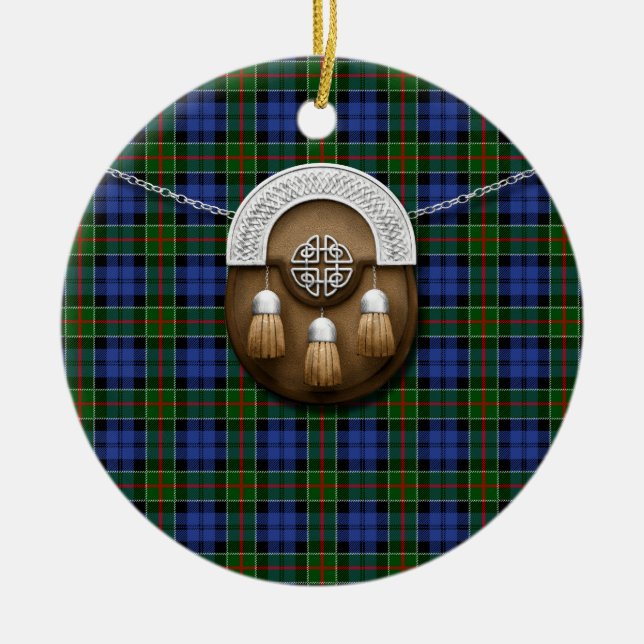 Clan Colquhoun Tartan And Sporran Ceramic Ornament (Front)