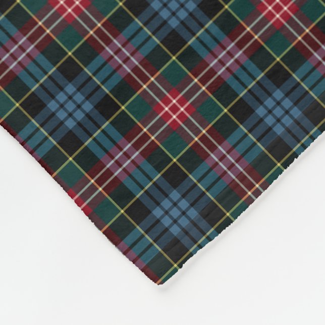 Clan Comyn and Cumming Red and Blue Tartan Fleece Blanket (Corner)